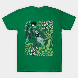 Reading girls among the plants with cats in the jungle T-Shirt